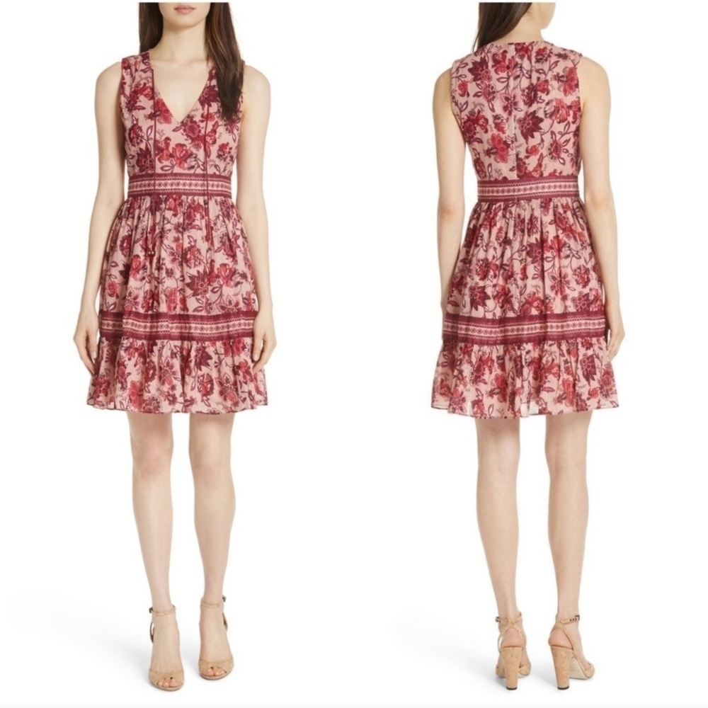 KATE SPADE New York Sleveless Paisley Blossom Dress In Conch Shell Sz 2